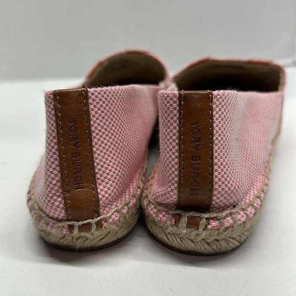Tory Burch Lonnie Espadrille Flats Slip On Canvas Jute Shoes Pink Tan Size 9.5 - Picture 3 of 10